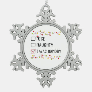 Schöne Unartige Ich War Hungrig Liste Weihnachten Schneeflocken Zinn-Ornament