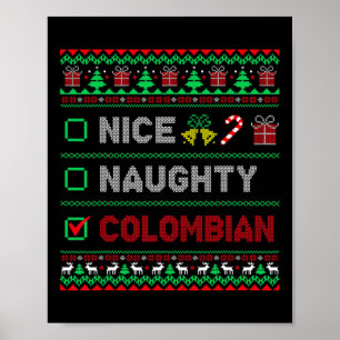 Schöne unartige kolumbianische Weihnachts-Checklis Poster