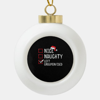 Schöne Unartige Links Unbeaufsichtigte Weihnachtsl Keramik Kugel-Ornament