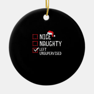 Schöne Unartige Links Unbeaufsichtigte Weihnachtsl Keramik Ornament