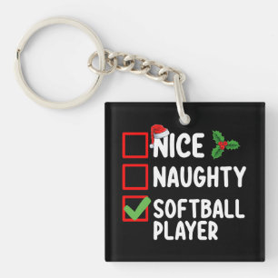 Schöne unartige Softballspielerin Weihnachtsliste Schlüsselanhänger
