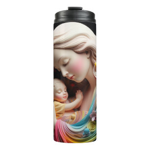 Schöne und elegante Mutter Mary & Baby Jesus Thermosbecher