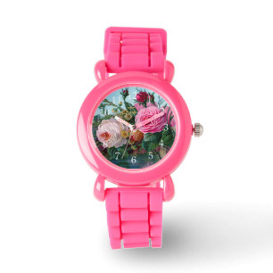 Schöne und elegante Vintage Rose drucken Armbanduhr