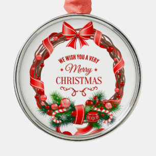 Schöne und elegante WeihnachtsKranz-Verzierung Silbernes Ornament