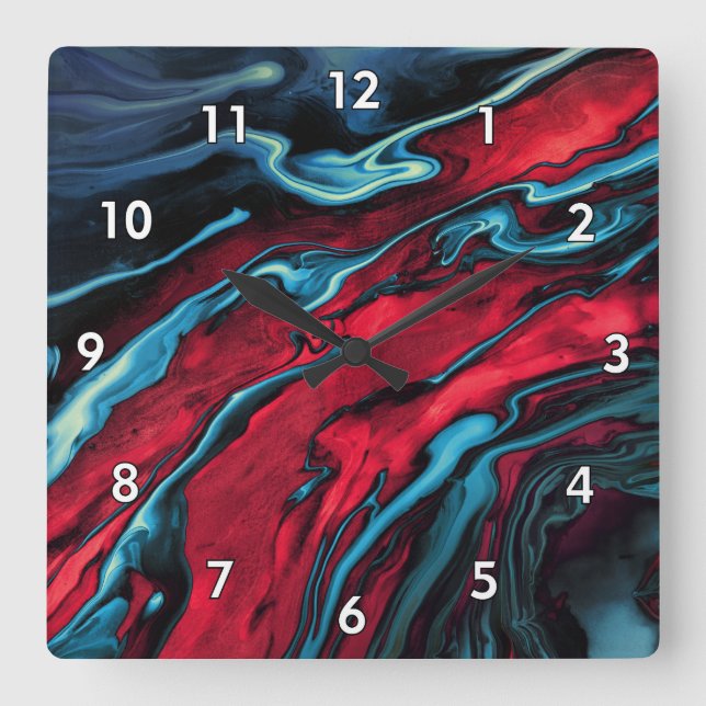 Schöne und farbenfrohe Abstrakte Kunstwerke Quadratische Wanduhr (Vorderseite)