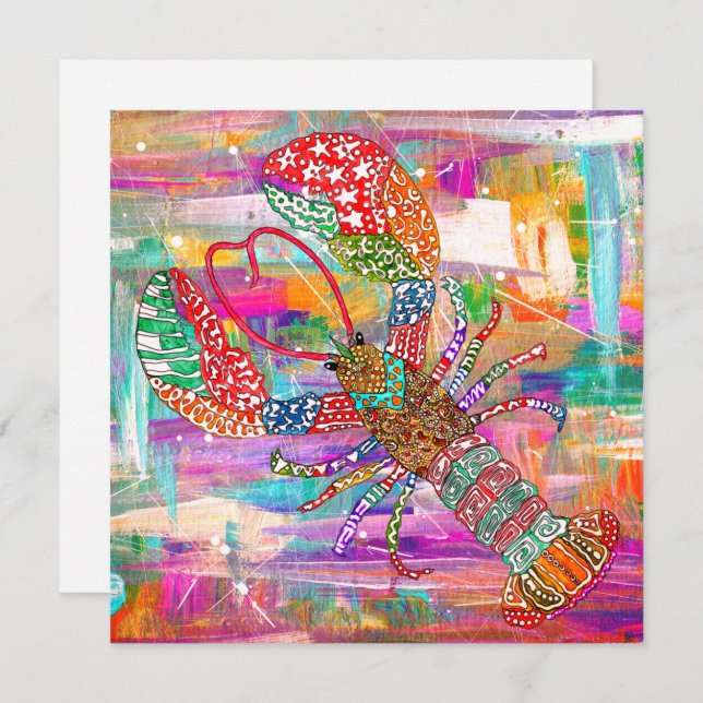 Schöne und farbenfrohe Hummer Grußkarte (Vorne/Hinten)