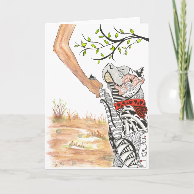 Schöne und farbenfrohe Pit Bull Grußkarte Dankeskarte (Vorderseite)