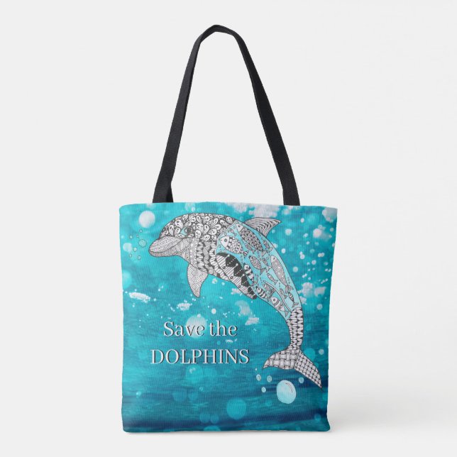 Schöne und farbenfrohe Rett der Dolphin Tote Tasch (Rückseite)