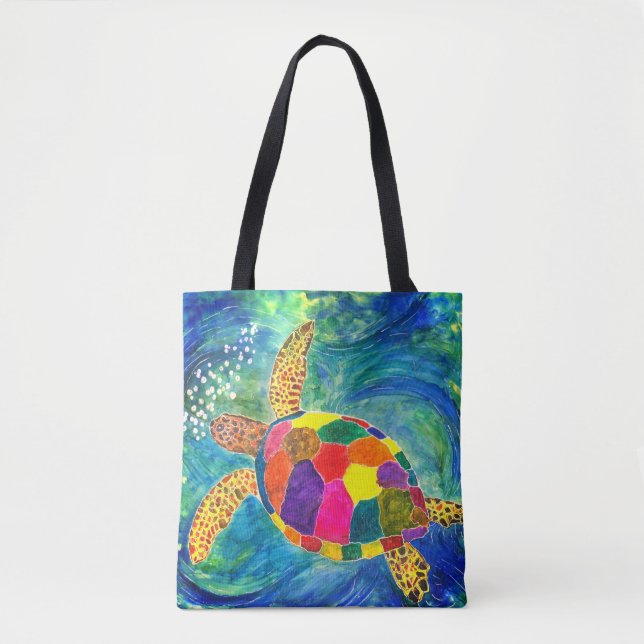 Schöne und farbenfrohe Sea Turtle Tote Bag (Vorderseite)