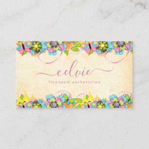 Schöne und farbenfrohe Vintage Flora Visitenkarte