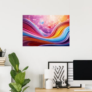 Schöne und farbenfrohe Wavy Lines Wall Art Design Poster