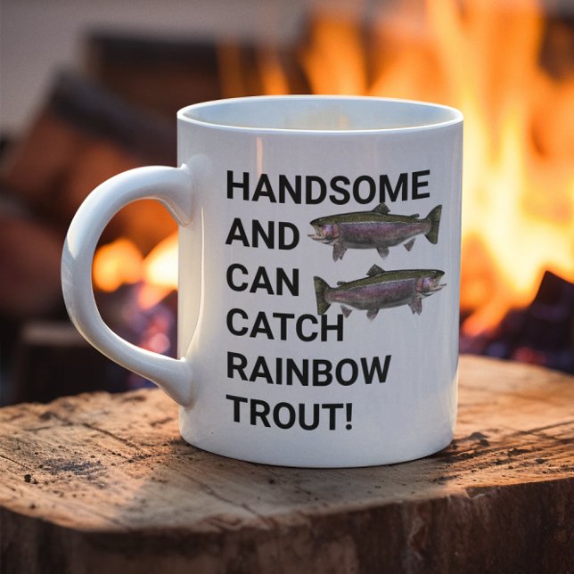 Schöne und gut ausgebaute Fischerei auf Regenbogen Kaffeetasse (Funny Rainbow Trout Fishing Mug. Fishing gifts for fly fishing stream fishing, lakes.)