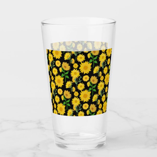 Schöne und lebendige Sonnenblume Glas (Vorderseite)