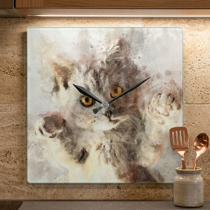 Schöne und niedliche Kätzchenfarbe Quadratische Wanduhr
