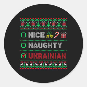 Schöne Ungezogene Ukrainische Hässliche Weihnachte Runder Aufkleber