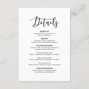 Schöne unsere Hochzeitsdetails Modernes, elegantes Begleitkarte
