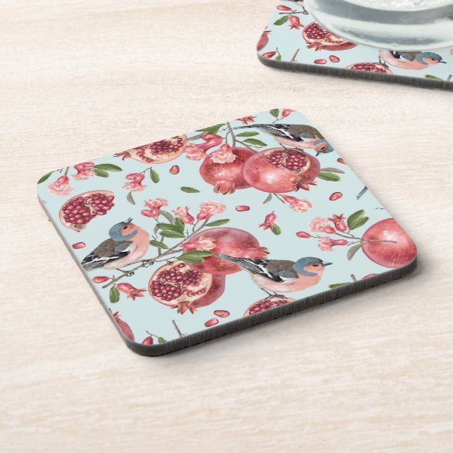 Schöne Untersetzer - Vögel - Granatapfel - Geschen (Linke Seite)