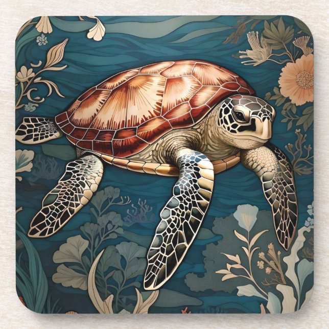Schöne Unterwasserschildkröte Getränkeuntersetzer (Vorderseite)