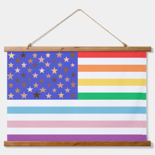 Schöne USA-Flagge Wandteppich Mit Holzrahmen