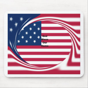 Schöne USA Flaggen Gott segne Unsere Zuhause Mousepad