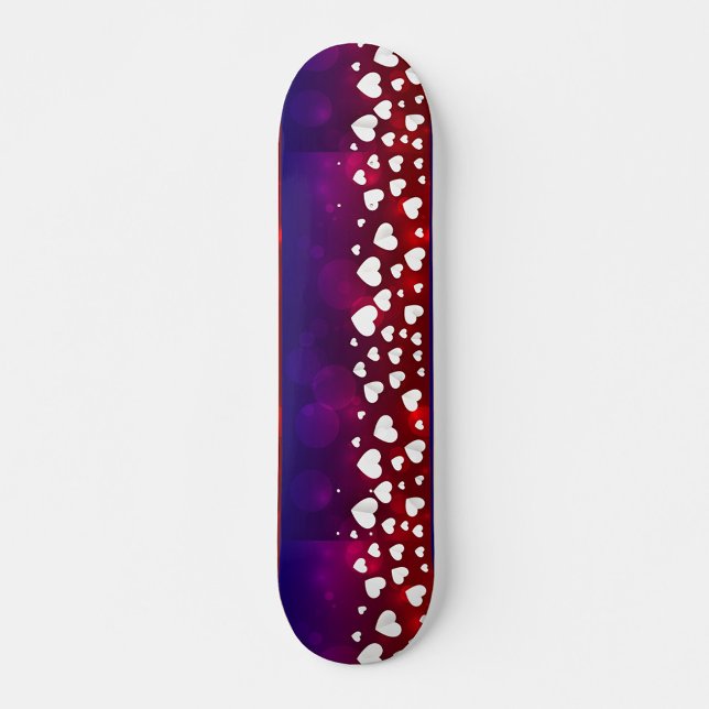 Schöne Valentine Skateboard (A vibrant skateboard deck adorned with a gradient of deep purple and red hues.)
