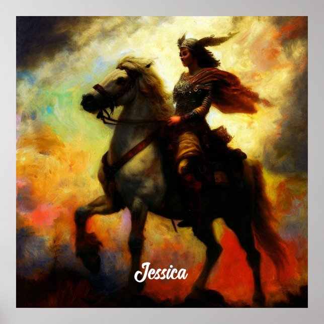 Schöne Valkyrie am Horseback Poster (Vorne)