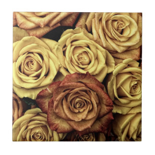 Schöne verblasste Rosen Vintage Blumenstrauß Fliese