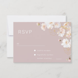 Schöne verzauberte Wildblumen Blush Hochzeit RSVP Karte