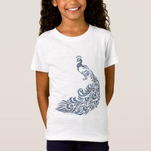 Schöne Verzierte Blue Peacock Silhouette T-Shirt