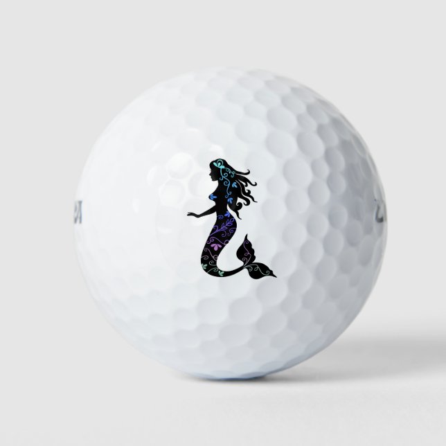 Schöne Verzierte Meerjungfrau-Silhouette Golfball (Vorderseite)