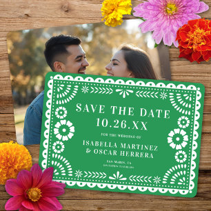 Schöne Verzierte Papel Picado Foto Grüne Hochzeit Save The Date
