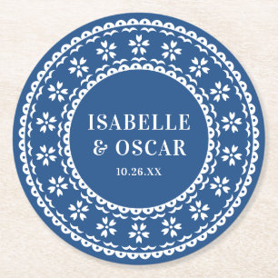 Schöne Verzierte Papel Picado Hochzeit Runder Pappuntersetzer