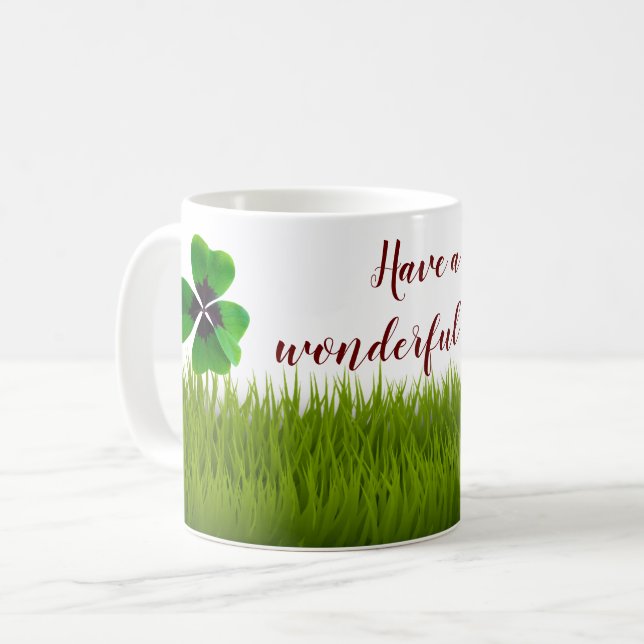 Schöne Vier-Leaf-Klee in Vivid Green Kaffeetasse (Vorderseite Links)