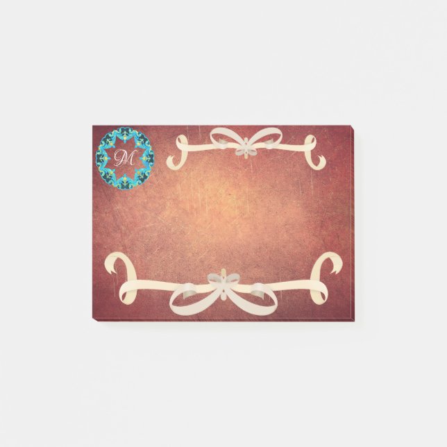 Schöne Viktorianische Bow-Krawatte mit Monogramm Post-it Klebezettel (Vorderseite)