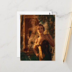 Schöne viktorianische Korsett-Frauen-Collage Postkarte