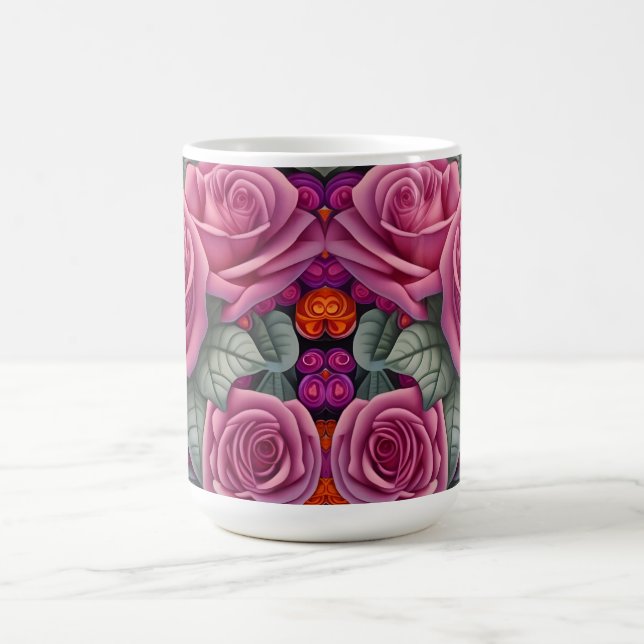 Schöne Viktorianische Pastel Rosa Rose Print Kaffeetasse (Mittel)