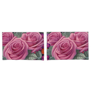 Schöne Viktorianische Pastel Rosa Rose Print Kissenbezug