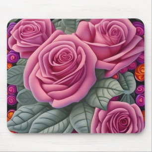 Schöne Viktorianische Pastel Rosa Rose Print Mousepad