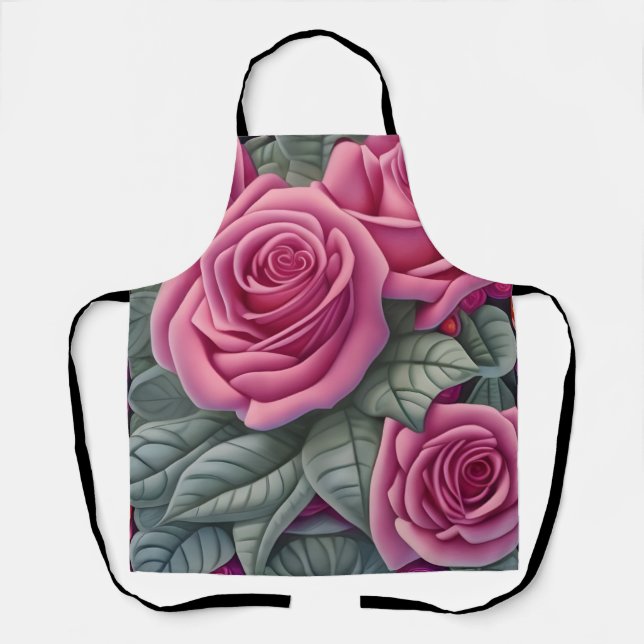 Schöne Viktorianische Pastel Rosa Rose Print Schürze (Vorderseite)