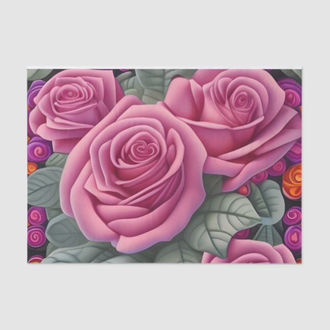 Schöne Viktorianische Pastel Rosa Rose Print Seidenpapier (Vorderseite)