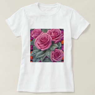 Schöne Viktorianische Pastel Rosa Rose Print T-Shirt