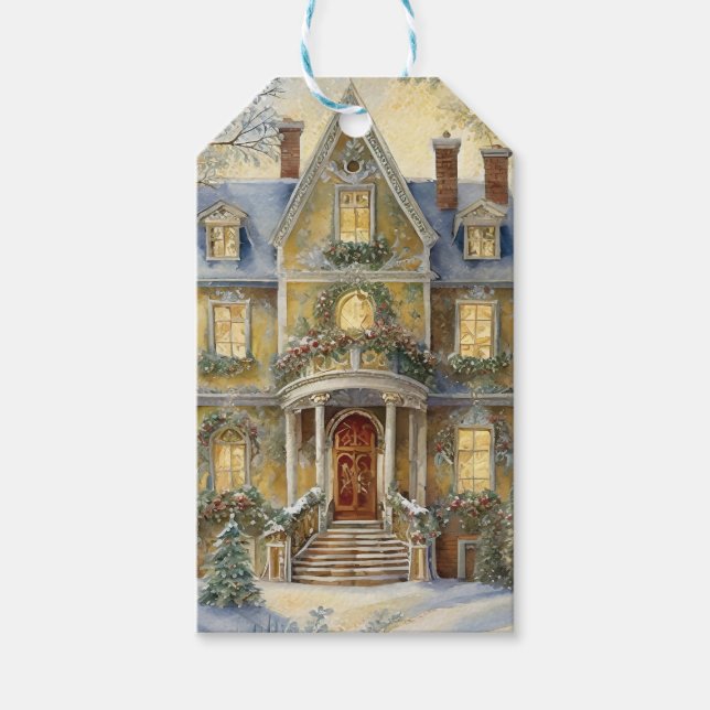 Schöne Viktorianische Weihnachten Geschenkanhänger (Vorderseite)