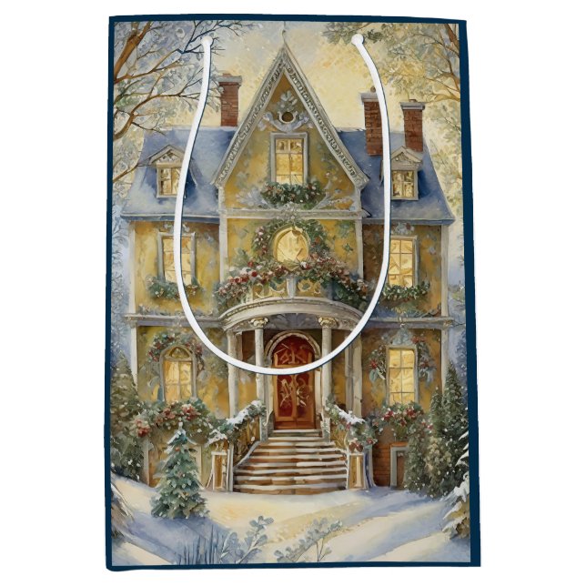 Schöne Viktorianische Weihnachten Mittlere Geschenktüte (Vorderseite)