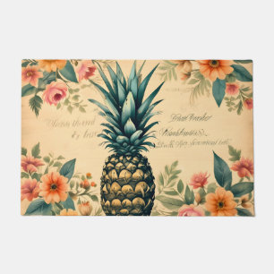 Schöne Vintage-Ananas Französische Kalligrafie Fußmatte