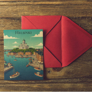 Schöne Vintage-Ansicht von Helsinki, Finnland Postkarte