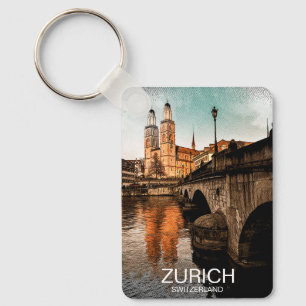 Schöne Vintage-Ansicht von Zürich Schweiz Schlüsselanhänger