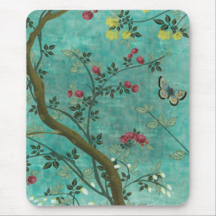 Schöne Vintage Antik Blütenbaum Schmetterlinge Mousepad