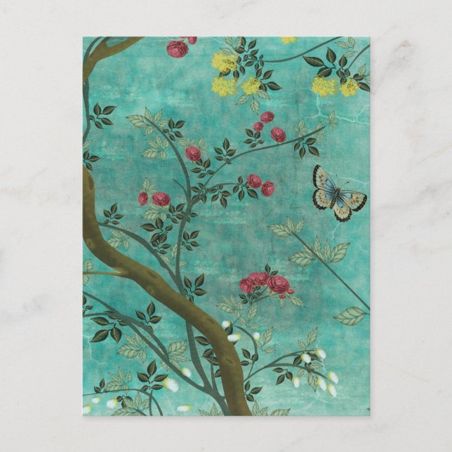 Schöne Vintage antike Blütenschmetterlinge Postkarte (Vorderseite)