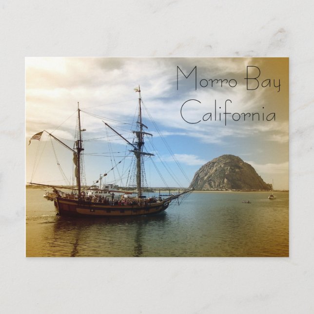 Schöne Vintage Art Morro Bay Postcard! Postkarte (Vorderseite)
