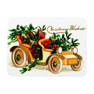 Schöne Vintage Auto Weihnachtsgrüße Magnet